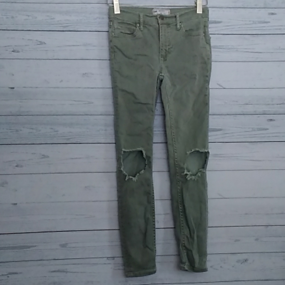 Free people army green jeans size 24 0576 - Picture 1 of 5